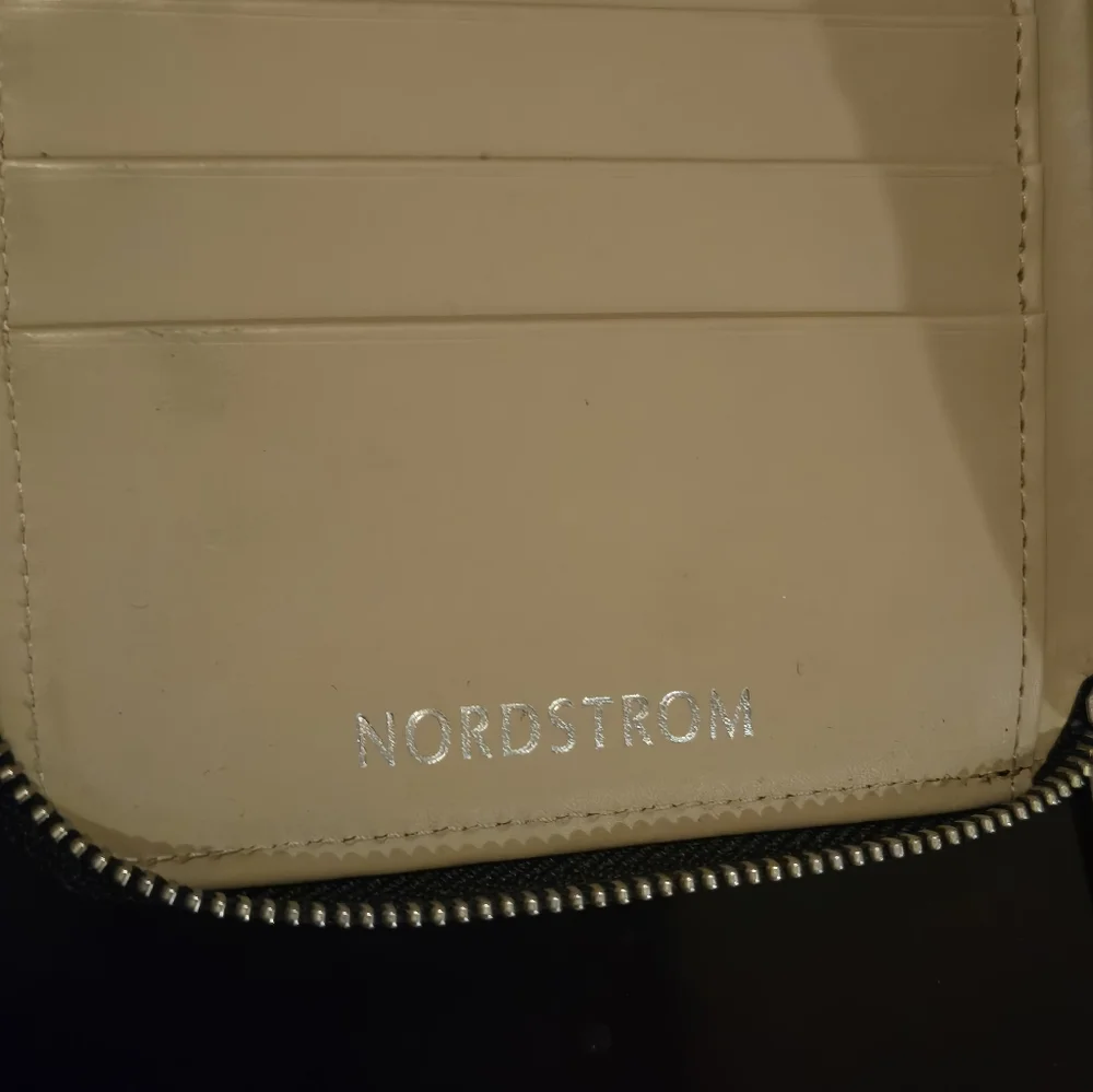 Nordstrom Brand Zip Saffiano Leather Wallet with Wristlet Strap